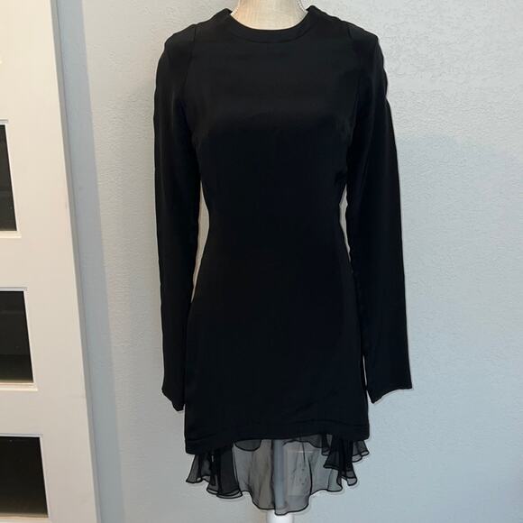 NOMIA Black Silk Long Sleeve Fitted Dress Size 6 - Picture 1 of 16